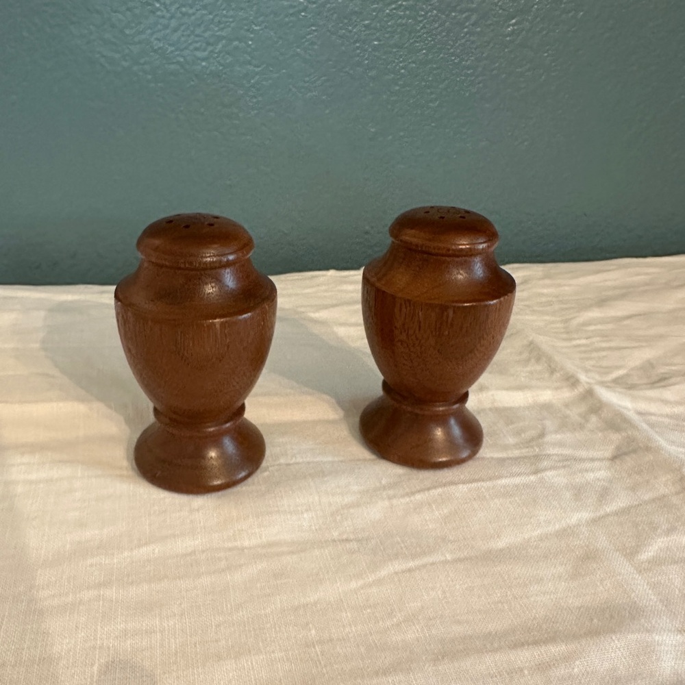 Vintage Brown Wooden Salt and Pepper Shakers